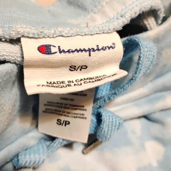 Champion | Woman's Blue Tie-Dye Sky Lazy Drawstring Shorts | Size Small - Picture 5 of 9